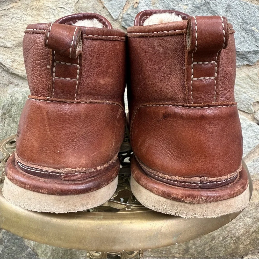 UGG Shearling Wool Lined Brown Leather Chukka Boots Men’s 9